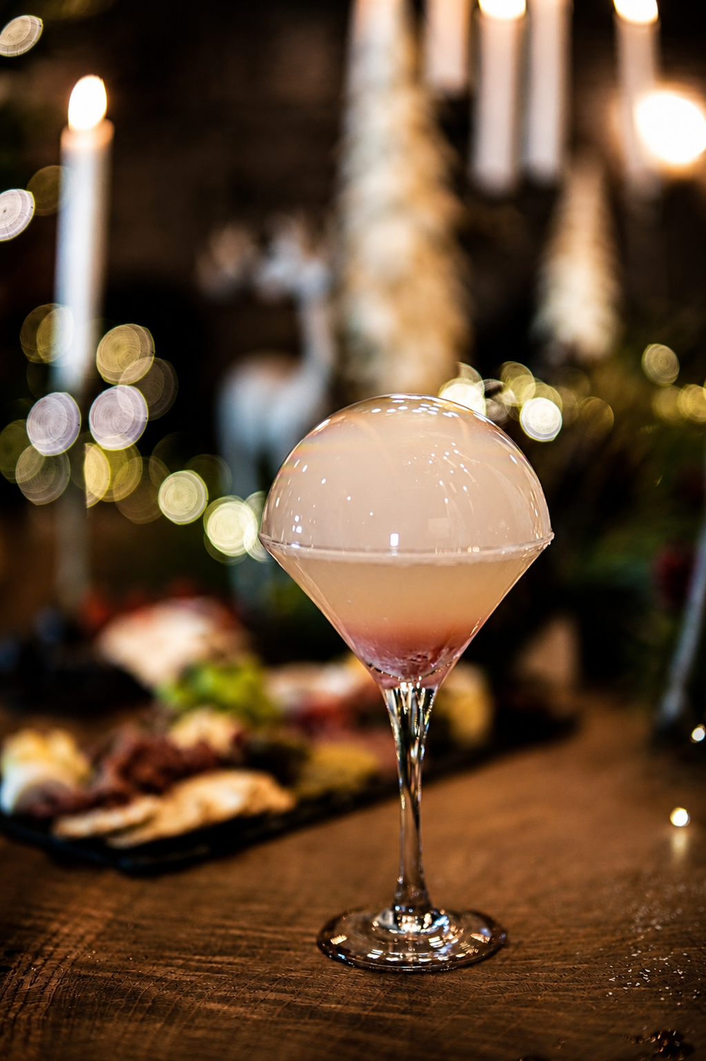 A holiday cocktail ready for trivia night